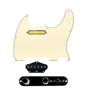 920D Custom Gold Foil Loaded Pickguard for Tele With Aged White Pickguard and T3W-REV-B Control Plate