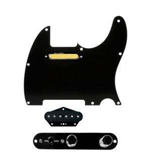 920D Custom Gold Foil Loaded Pickguard for Tele With Black Pickguard and T3W-B Control Plate