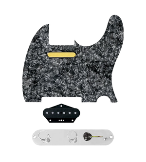 920D Custom Gold Foil Loaded Pickguard for Tele With Black Pearl Pickguard and T4W-REV-C Control Plate