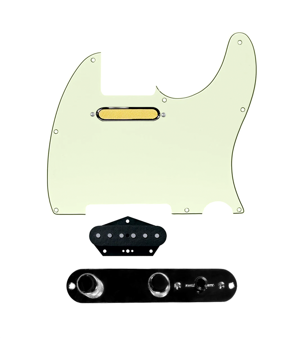 920D Custom Gold Foil Loaded Pickguard for Tele With Mint Green Pickguard and T3W-REV-B Control Plate