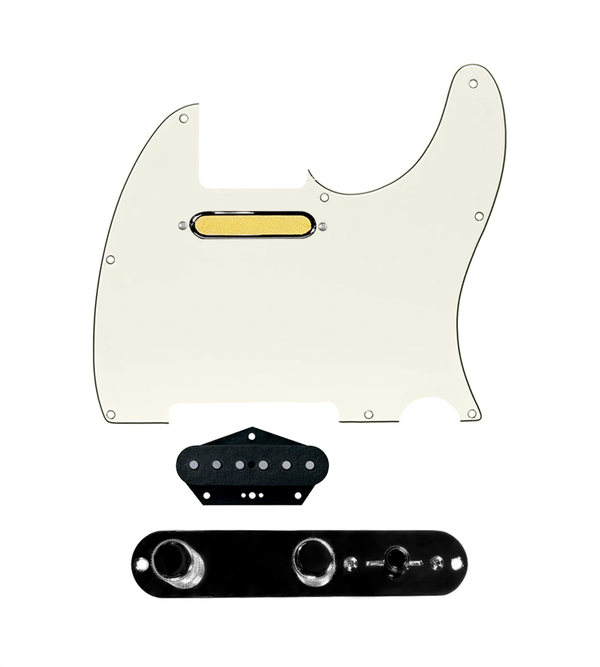 920D Custom Gold Foil Loaded Pickguard for Tele With Parchment Pickguard and T3W-REV-B Control Plate