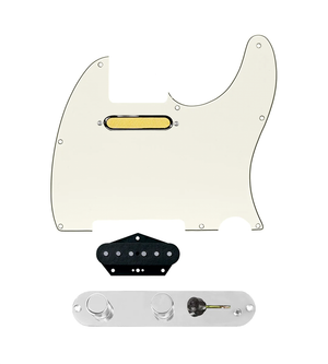 920D Custom Gold Foil Loaded Pickguard for Tele With Parchment Pickguard and T4W-REV-C Control Plate