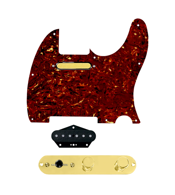 920D Custom Gold Foil Loaded Pickguard for Tele With Tortoise Pickguard and T3W-G Control Plate