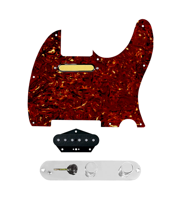 920D Custom Gold Foil Loaded Pickguard for Tele With Tortoise Pickguard and T4W-C Control Plate