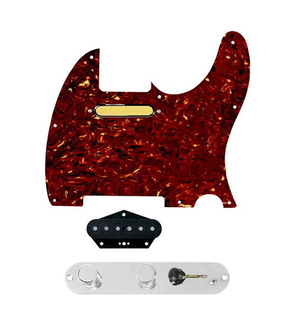 920D Custom Gold Foil Loaded Pickguard for Tele With Tortoise Pickguard and T4W-REV-C Control Plate