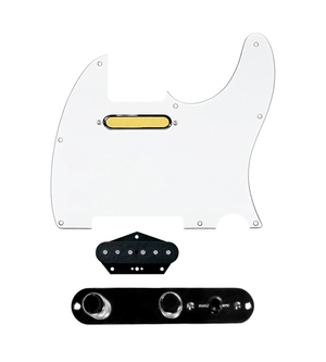 920D Custom Gold Foil Loaded Pickguard for Tele With White Pickguard and T4W-REV-B Control Plate