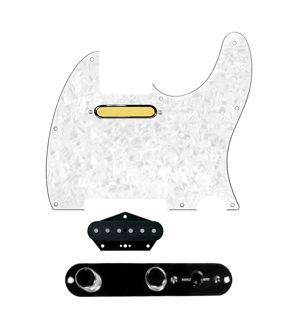920D Custom Gold Foil Loaded Pickguard for Tele With White Pearl Pickguard and T3W-REV-B Control Plate