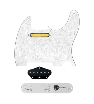 920D Custom Gold Foil Loaded Pickguard for Tele With White Pearl Pickguard and T3W-REV-C Control Plate
