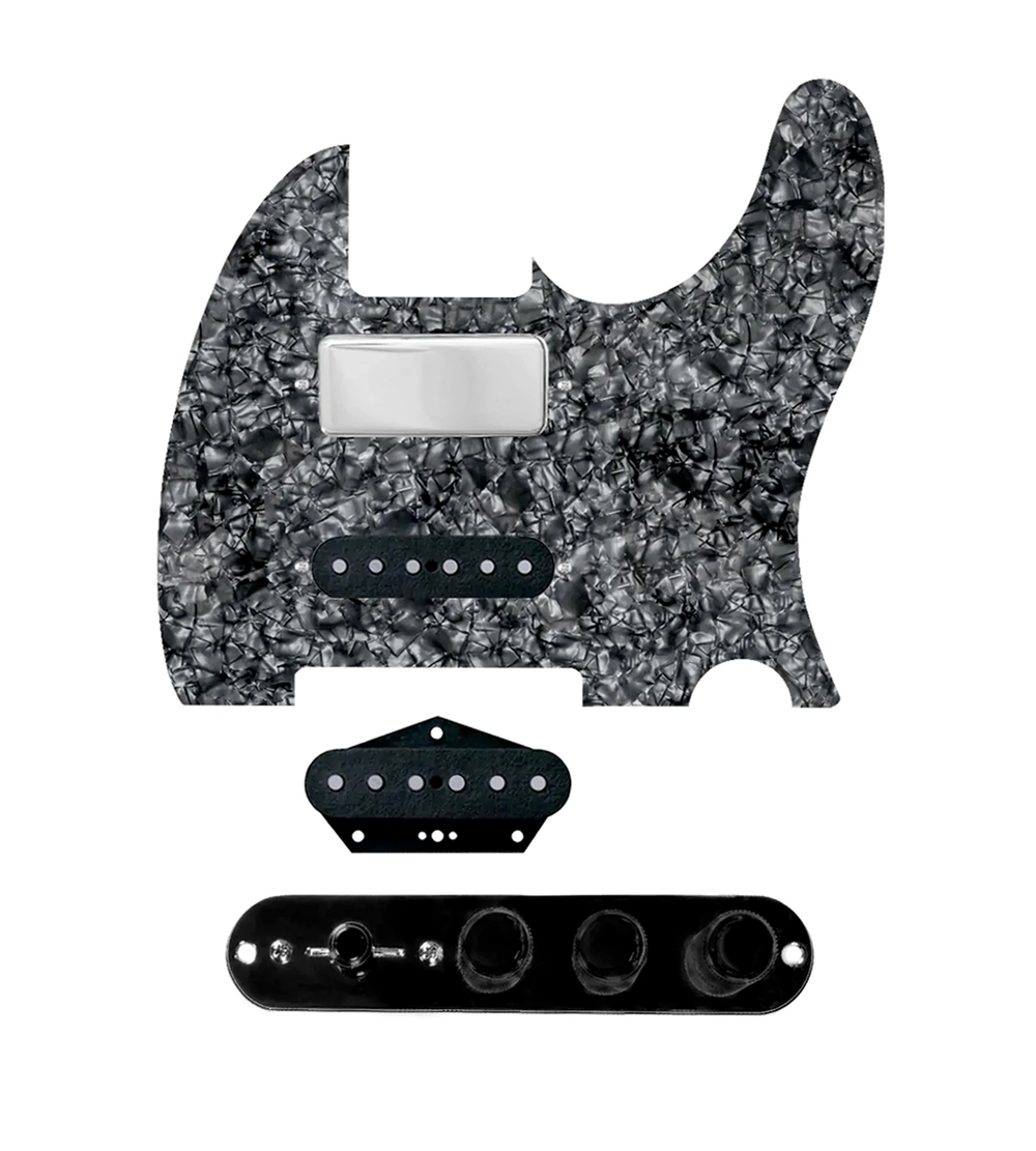 920D Custom Mason Style Loaded Pickguard for Nashville Tele With Black Pearl Pickguard and TMAS-B Control Plate
