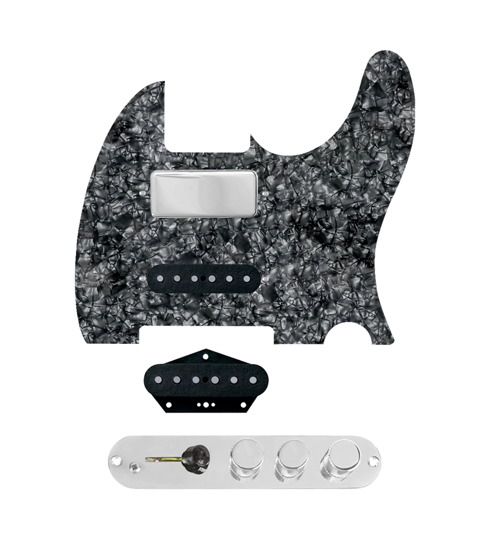 920D Custom Mason Style Loaded Pickguard for Nashville Tele With Black Pearl Pickguard and TMAS-C Control Plate