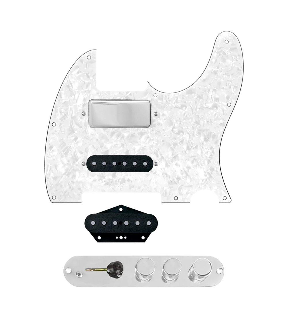 920D Custom Mason Style Loaded Pickguard for Nashville Tele With White Pearl Pickguard and TMAS-C Control Plate
