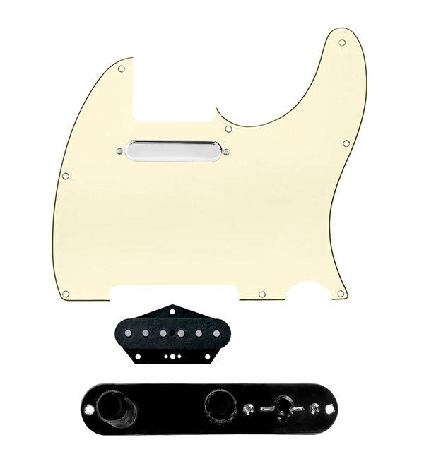 920D Custom Texas Grit Loaded Pickguard for Tele With Aged White Pickguard and T4W-REV-B Control Plate