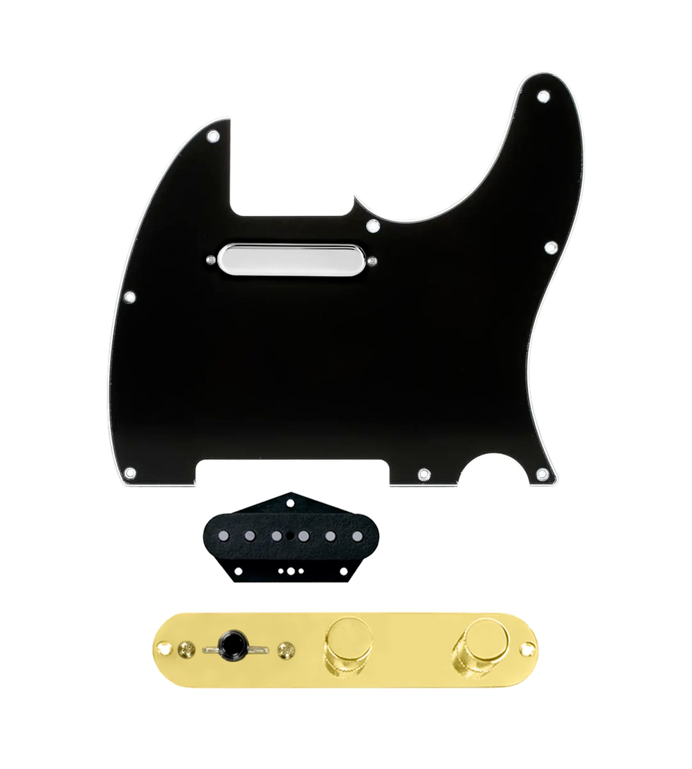 920D Custom Texas Grit Loaded Pickguard for Tele With Black Pickguard and T4W-G Control Plate