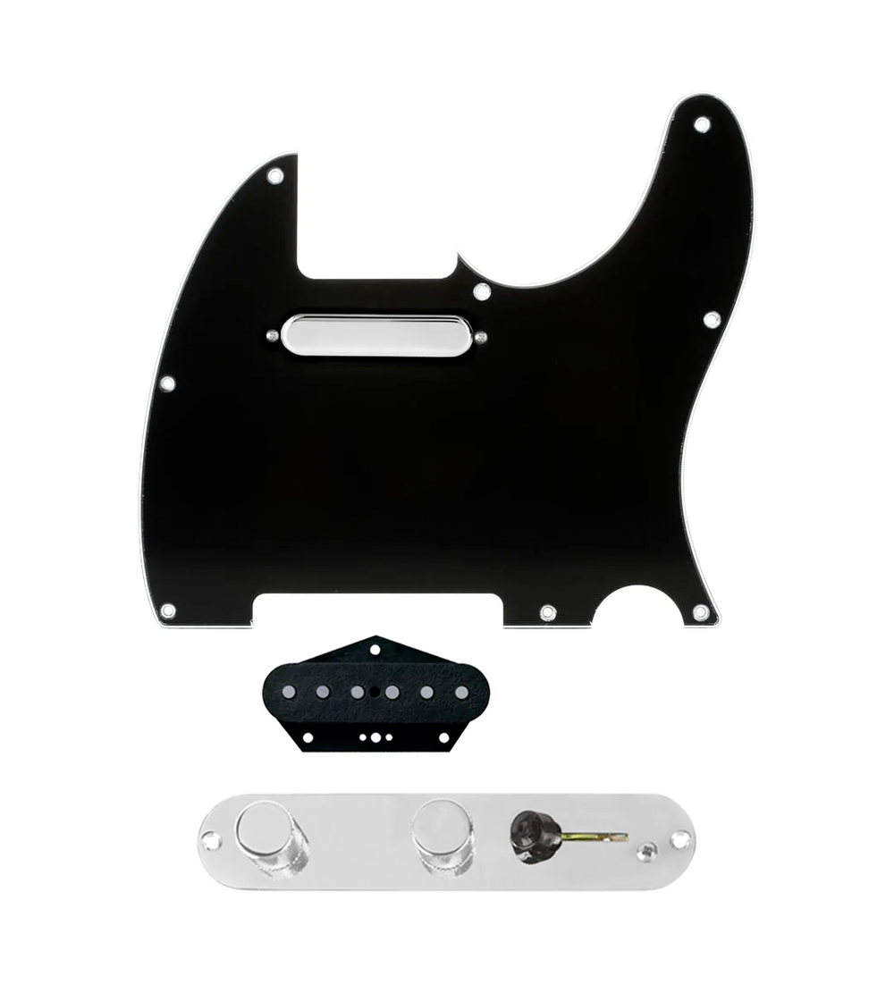 920D Custom Texas Grit Loaded Pickguard for Tele With Black Pickguard and T4W-REV-C Control Plate