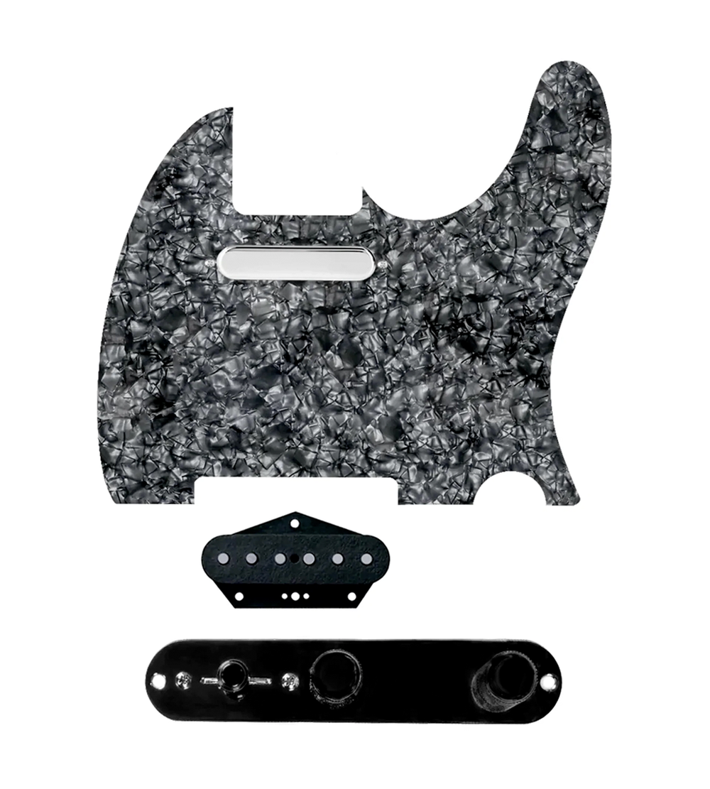 920D Custom Texas Grit Loaded Pickguard for Tele With Black Pearl Pickguard and T3W-B Control Plate