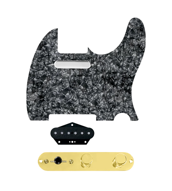 920D Custom Texas Grit Loaded Pickguard for Tele With Black Pearl Pickguard and T4W-G Control Plate
