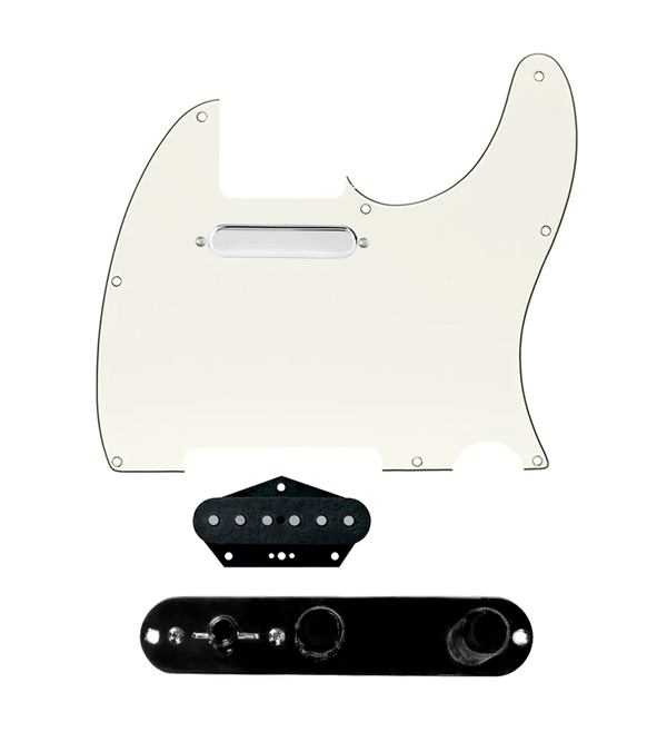 920D Custom Texas Grit Loaded Pickguard for Tele With Parchment Pickguard and T3W-B Control Plate