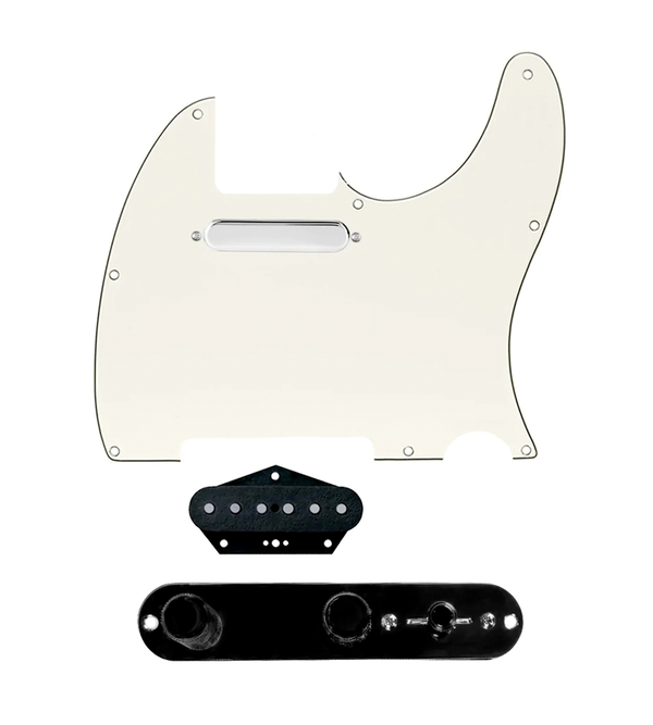 920D Custom Texas Grit Loaded Pickguard for Tele With Parchment Pickguard and T3W-REV-B Control Plate