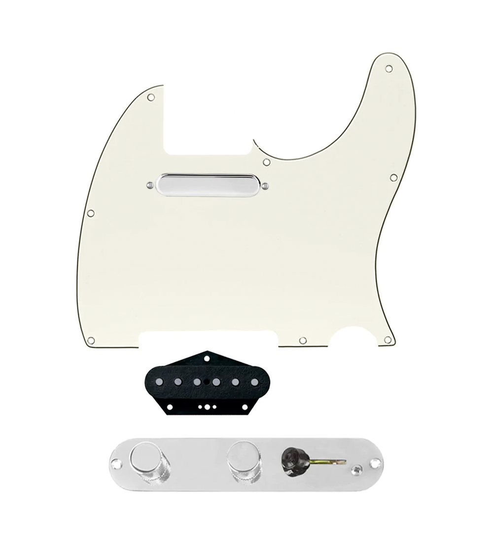 920D Custom Texas Grit Loaded Pickguard for Tele With Parchment Pickguard and T3W-REV-C Control Plate