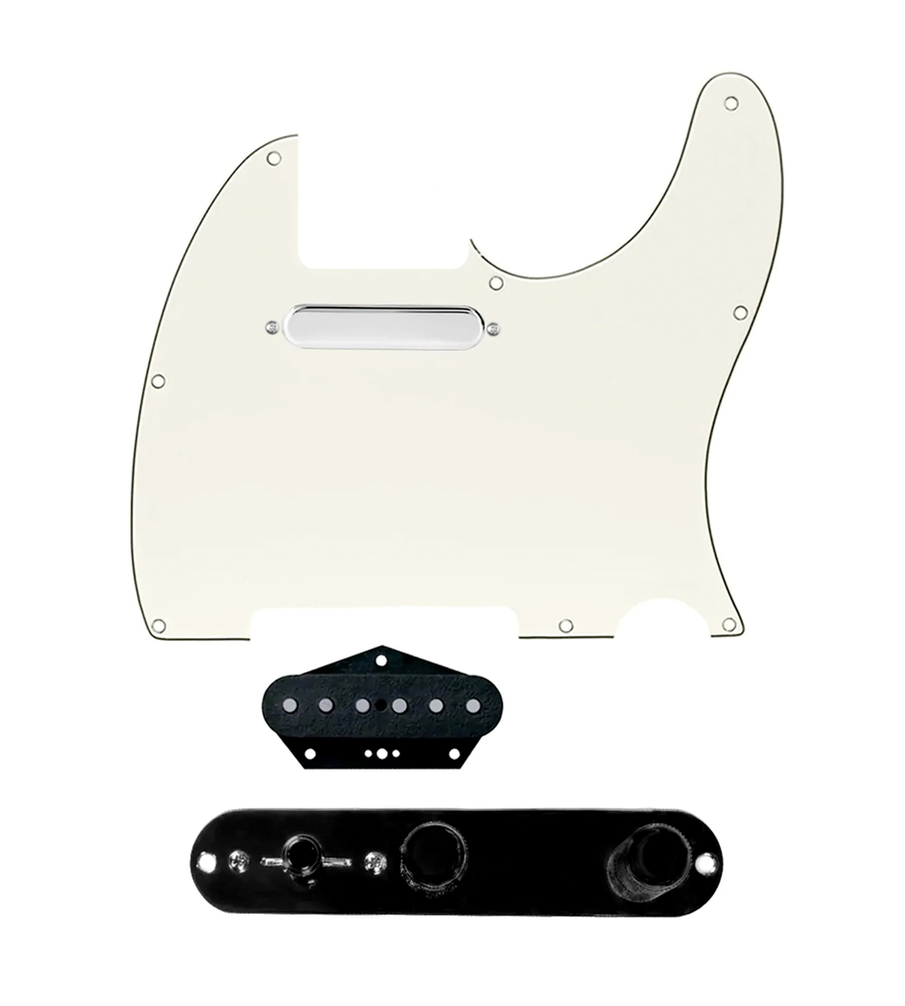 920D Custom Texas Grit Loaded Pickguard for Tele With Parchment Pickguard and T4W-B Control Plate