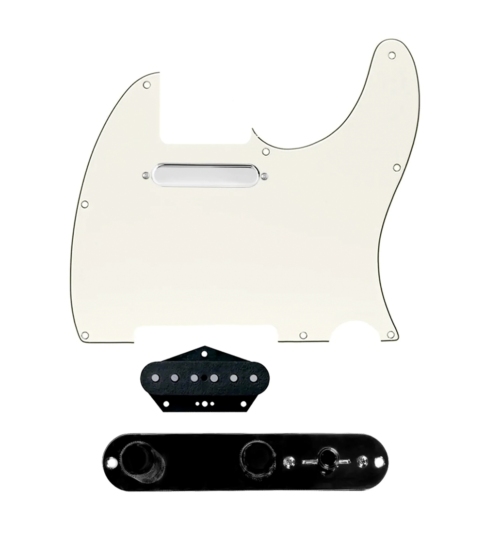 920D Custom Texas Grit Loaded Pickguard for Tele With Parchment Pickguard and T4W-REV-B Control Plate