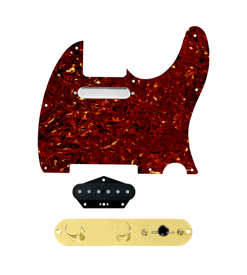 920D Custom Texas Grit Loaded Pickguard for Tele With Tortoise Pickguard and T4W-REV-G Control Plate