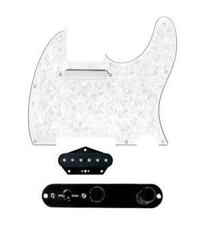920D Custom Texas Grit Loaded Pickguard for Tele With White Pearl Pickguard and T3W-B Control Plate