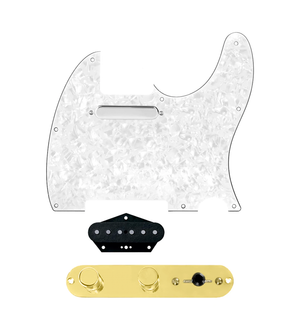 920D Custom Texas Grit Loaded Pickguard for Tele With White Pearl Pickguard and T3W-REV-G Control Plate