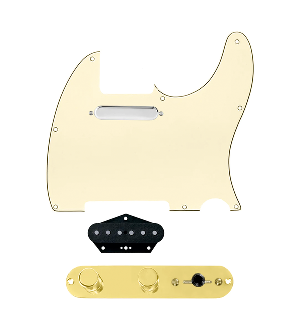 920D Custom Texas Vintage Loaded Pickguard for Tele With Aged White Pickguard and T3W-REV-G Control Plate