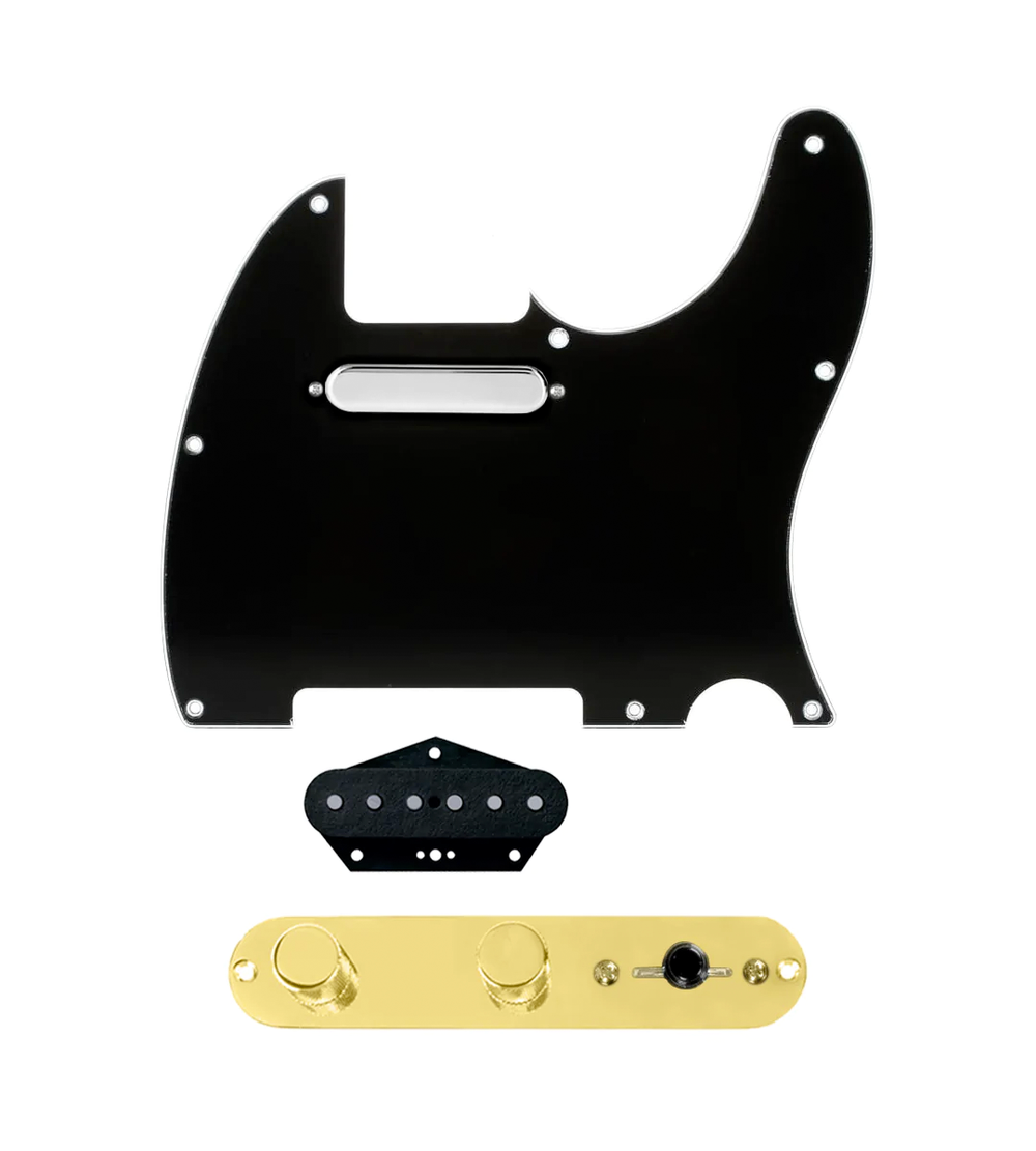 920D Custom Texas Vintage Loaded Pickguard for Tele With Black Pickguard and T4W-REV-G Control Plate