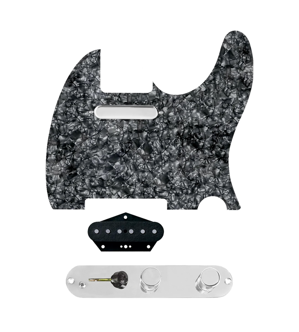 920D Custom Texas Vintage Loaded Pickguard for Tele With Black Pearl Pickguard and T4W-C Control Plate