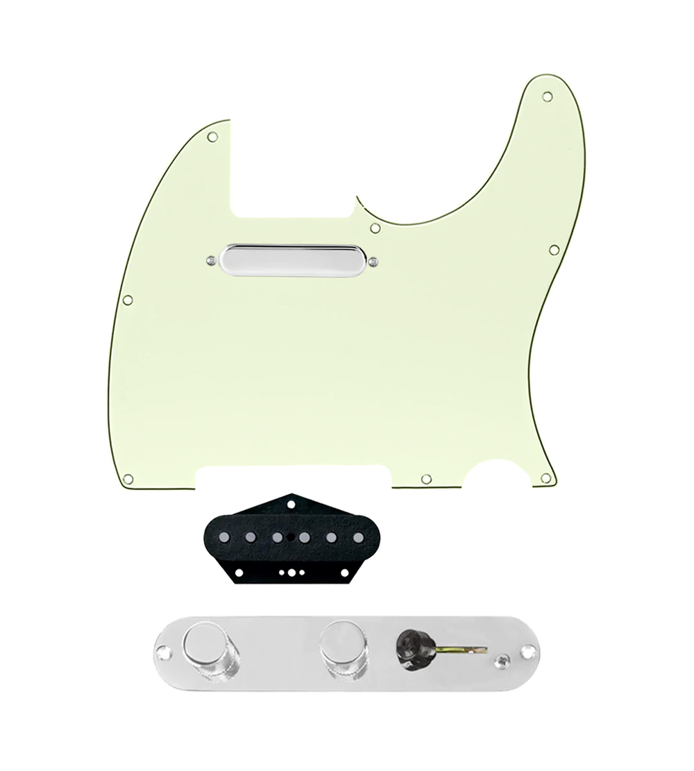 920D Custom Texas Vintage Loaded Pickguard for Tele With Mint Green Pickguard and T3W-REV-C Control Plate