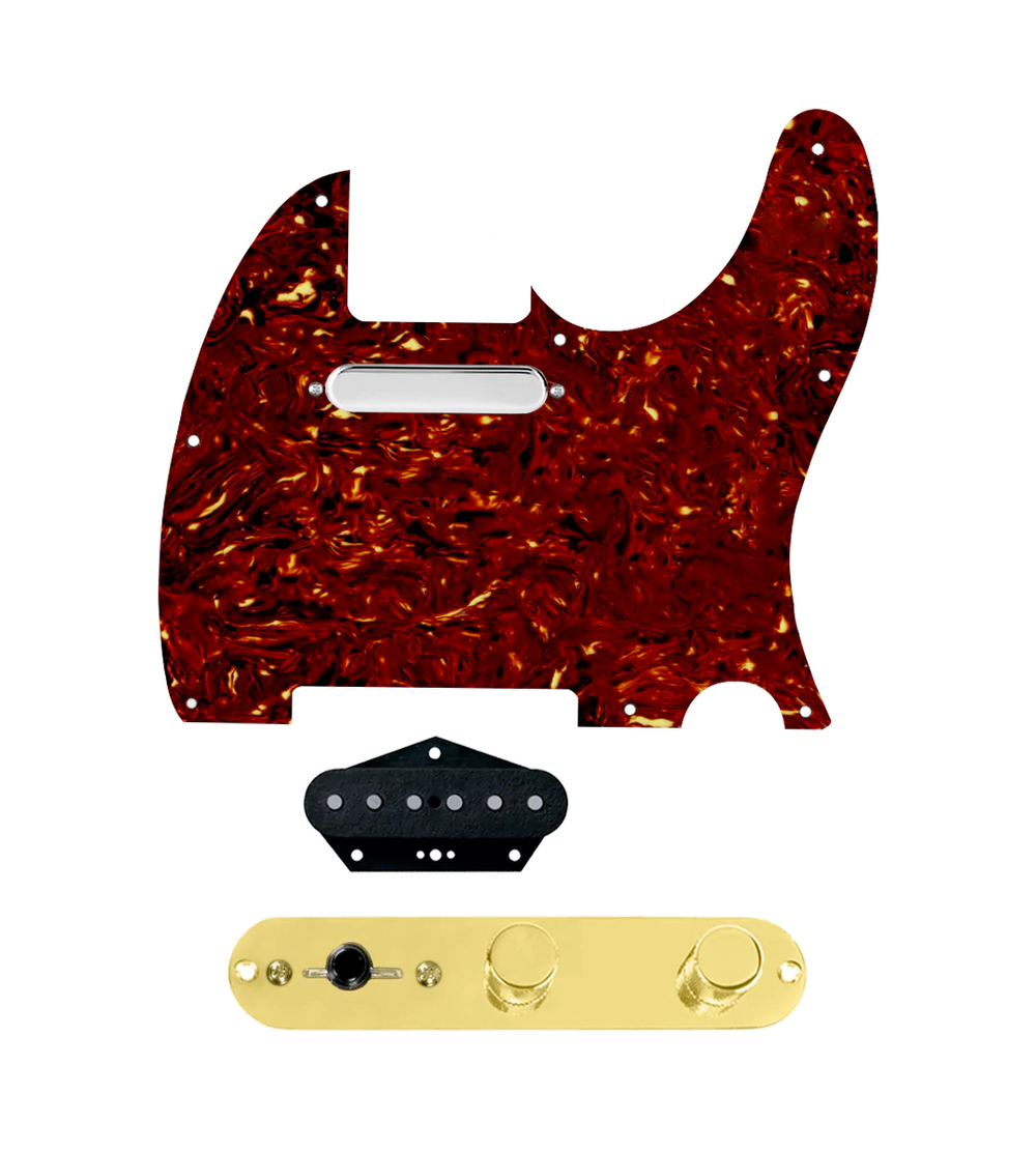 920D Custom Texas Vintage Loaded Pickguard for Tele With Tortoise Pickguard and T4W-G Control Plate