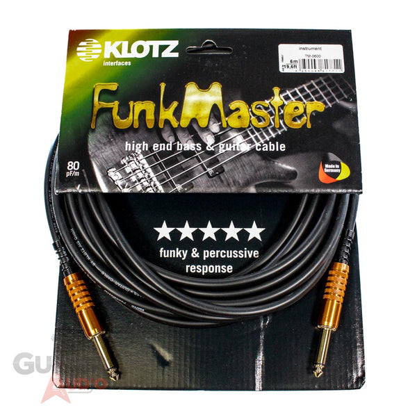 Klotz FunkMaster High End Guitar & Bass Cable, 20ft/6m, Straight/Straight