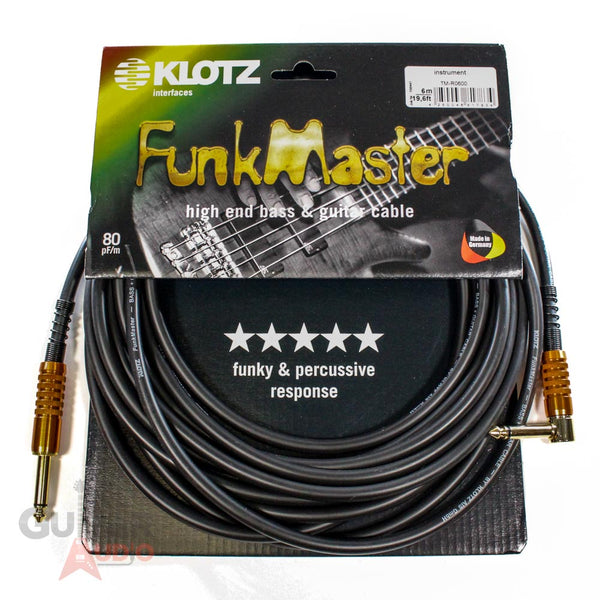 Klotz FunkMaster High End Guitar & Bass Cable, 20ft/6m, Straight/Angled