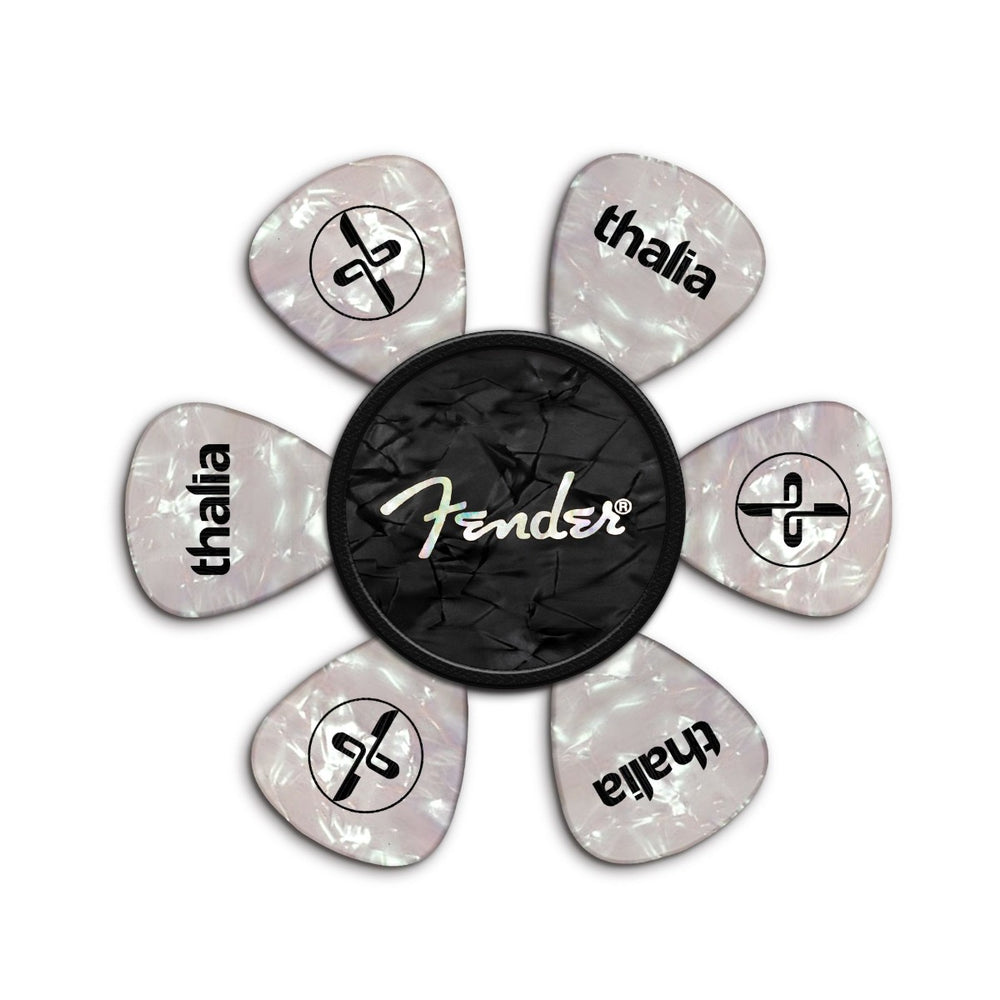 Thalia X Fender Pick Puck, Guitar Pick Holder, Black Pearl/Spaghetti Logo