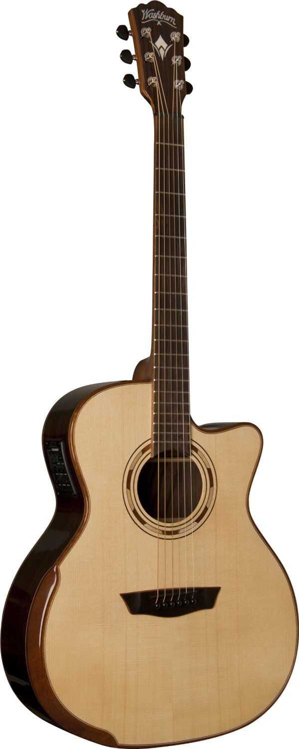 Washburn WCG25SCE Comfort Series Deluxe Acoustic Electric Guitar, Natural