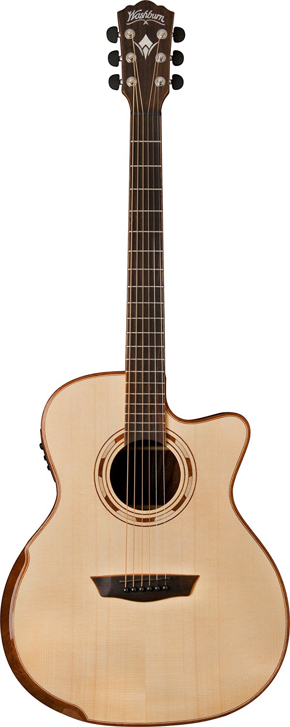 Washburn WCG25SCE Comfort Series Deluxe Acoustic Electric Guitar, Natural