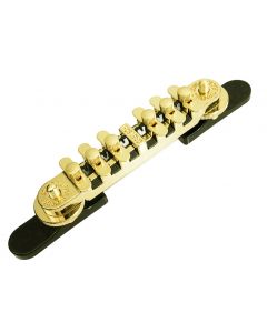 Genuine Gretsch SynchroSonic Adjustable Roller Guitar Bridge with Base - GOLD