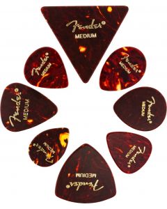 Fender Guitar Picks ALL SHAPES SAMPLE Tortoise Shell Mix Medley MEDIUM (8 PICKS)