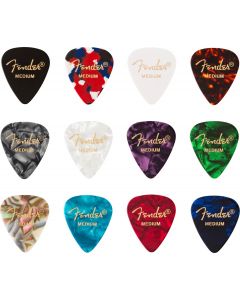 Fender Guitar Picks 351 Shape, Celluloid Color Medley Mix, MEDIUM (12 PACK)