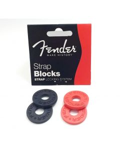Genuine Fender Black &amp; Red Strap Blocks Lock System (4-Pack)