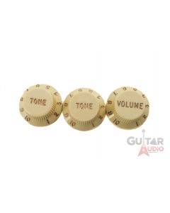 Genuine Fender Stratocaster/Strat Aged White Guitar Knobs - 2 Tone, 1 Volume