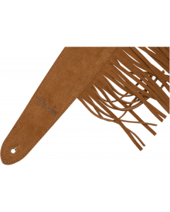 Genuine Fender Limited Edition 2-1/2 Inch Fringed Tan Suede Leather Guitar Strap