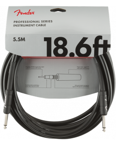 Fender Professional Series Black Guitar/Instrument Cable, Straight, 18.6' ft