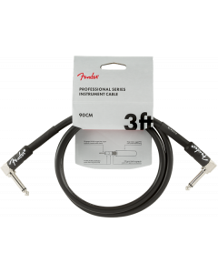 Fender Professional Series Black Guitar/Instrument Cable, Right-Angle, 3' ft