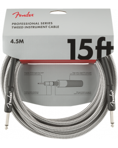 Genuine Fender Professional Series Guitar/Instrument Cable, WHITE TWEED - 15' ft