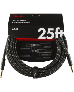 Fender Deluxe BLACK TWEED Electric Guitar/Instrument Cable, Straight Ends, 25'ft