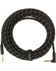 Fender Deluxe BLACK TWEED Electric Guitar Cable, Straight-Right Angle, 25' ft