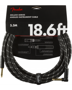 Fender Deluxe BLACK TWEED Guitar/Instrument Cable, Straight-Right Angle, 18.6'ft
